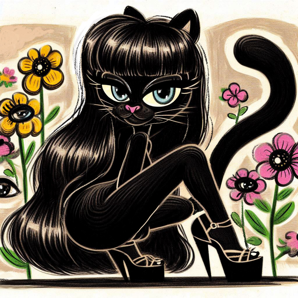 The black little panther in the garden